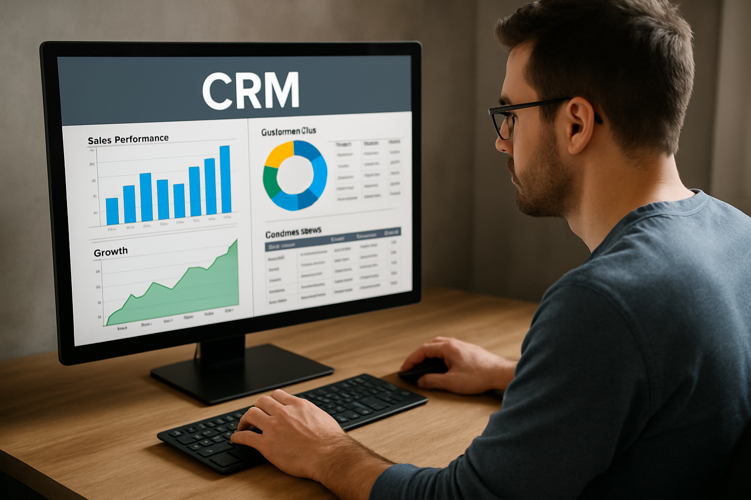 working crm graphics on computer make it realistic