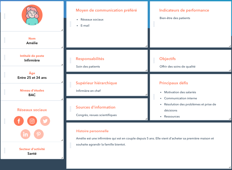 Fiche persona marketing de HubSpot